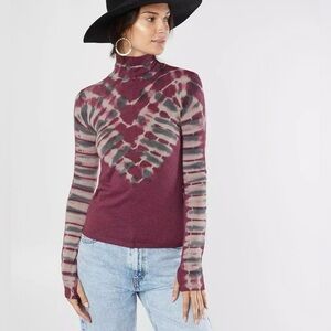 We The Free Psychedelic Tie-Dye Turtleneck Top-Purple- Size XS